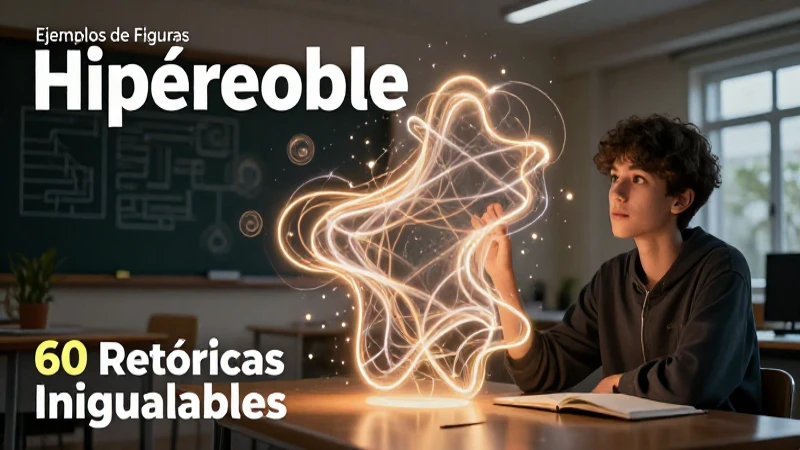 Ilustración académica de figuras literarias y hipérbole