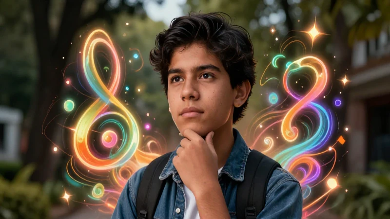 Estudiante mexicano reflexivo, ilustración vibrante y detallada