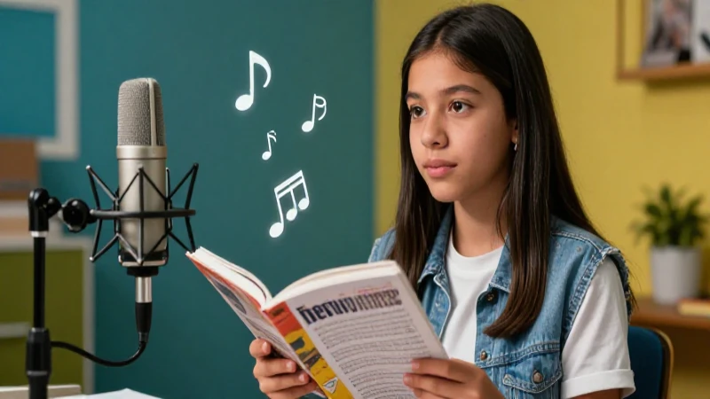 Estudiante mexicano moderno con libro musical