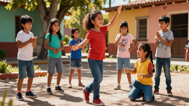 Diversos niños aprendiendo en México vibrante