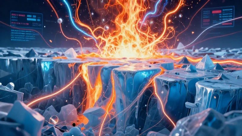 Ilustración cinemática vibrante de energía abstracta y hielo