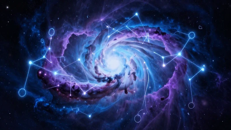 Nebulosa abstracta con datos científicos vibrantes