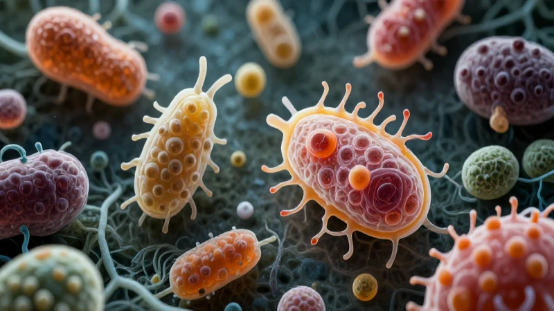 Microcosmos vibrante de protistas con detalle cinematográfico