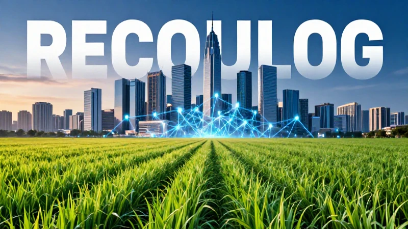 Campo agrícola y ciudad modernos con redes digitales