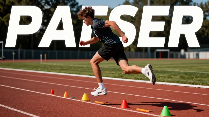 Ejercicio de velocidad: 15 ejemplos para mejorar tu ritmo 15 Joven atleta dinámico en carrera con conos de agilidad