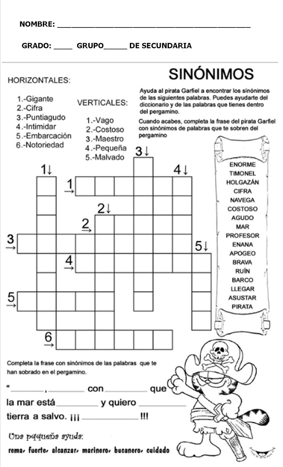 ejercicios de espanol para 1o de secundaria en pdf gratis