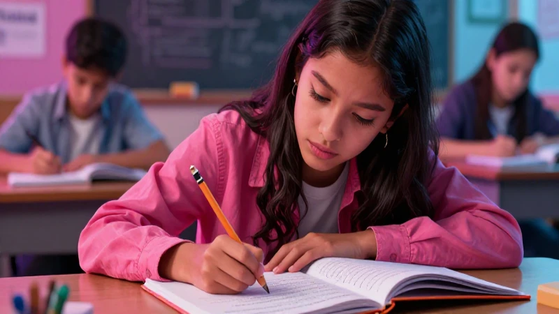 Joven estudiante mexicano estudiando gramática española