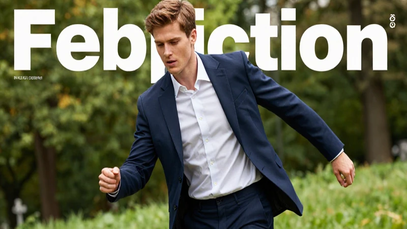 Joven profesional en pose dinámica, estilo revista