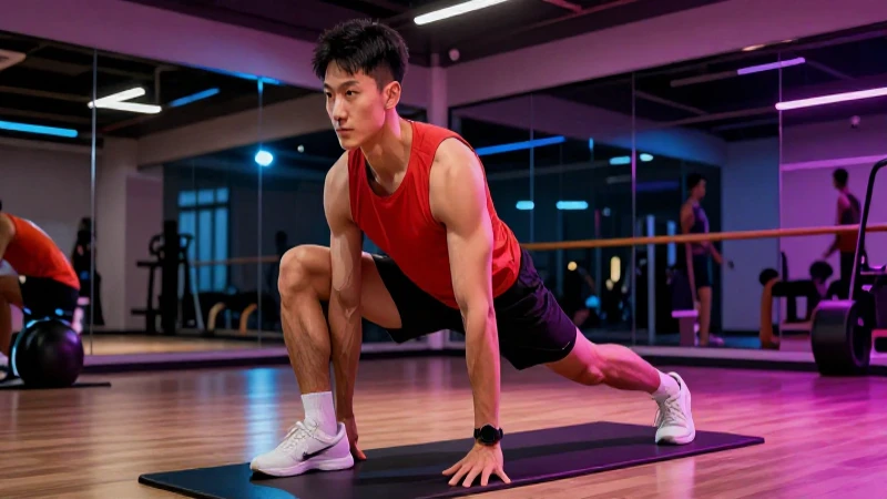 Atleta dinámico en calentamiento con estilo