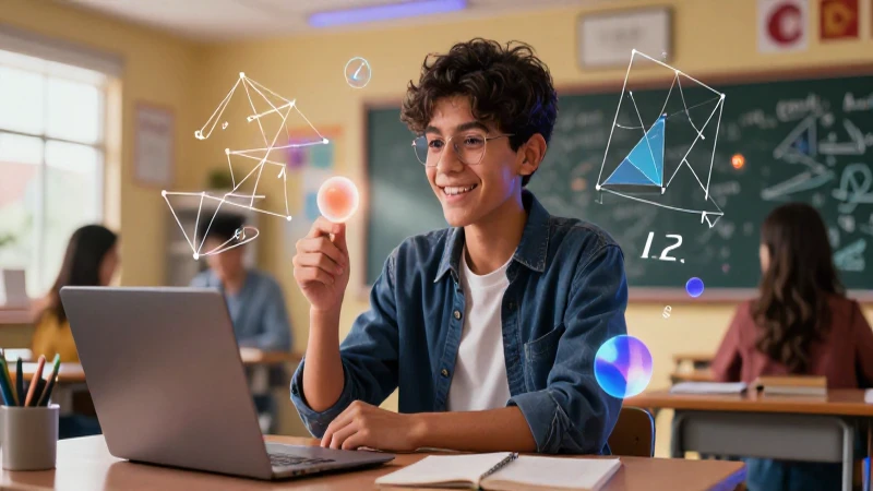 Estudiante aprende geometría con estilo moderno