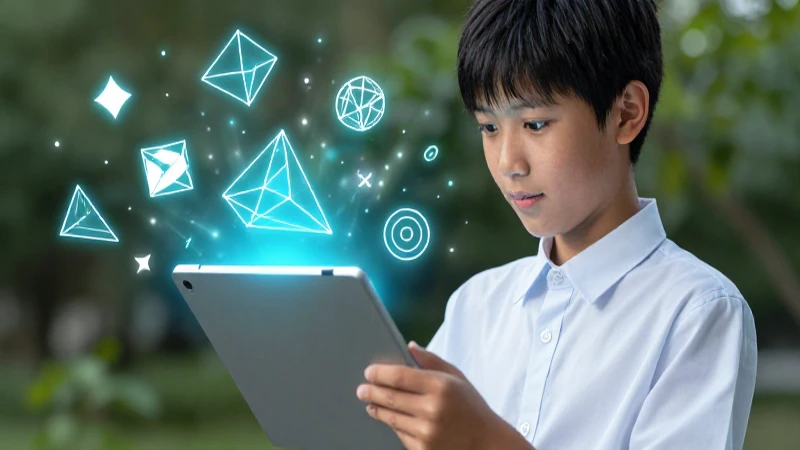 Estudiante de matemáticas con estética digital y futurista