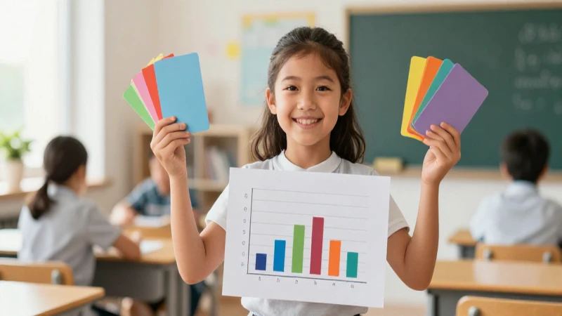 Alumno sonriente estudia datos en aula moderna