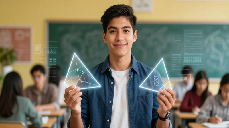 Ejercicios de probabilidad para secundaria: eventos y más 8 Estudiante enfocado con geometría educativa vibrante