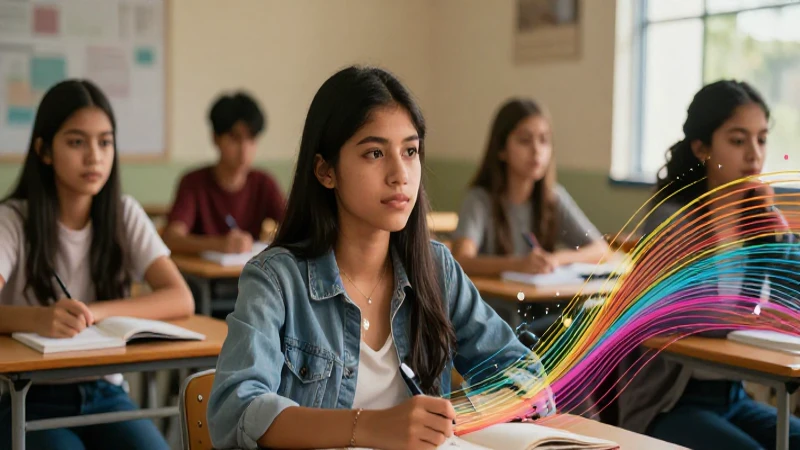 Ilustración vibrante de estudiante mexicano