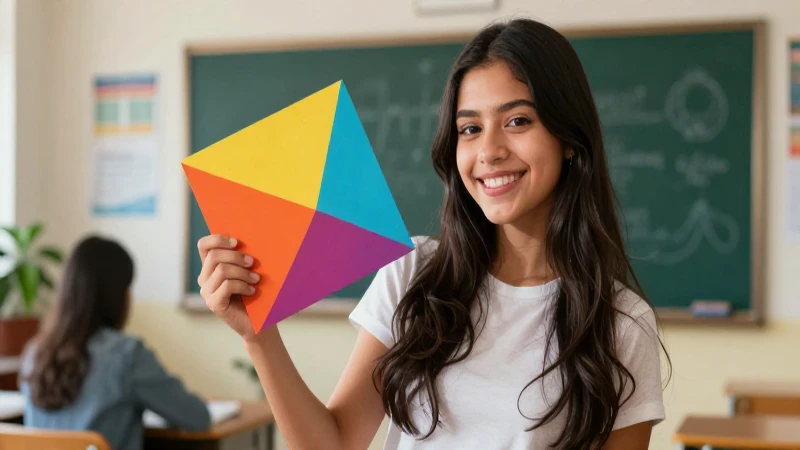 Joven mexicano sonriendo con forma geométrica