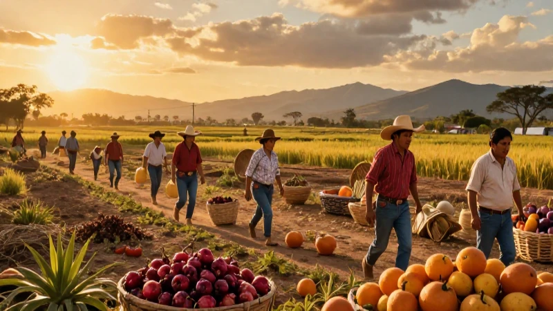 Ejido: Definición, Concepto y su Importancia en México 3 Agricultores mexicanos cosechan en un campo Ejido dorado