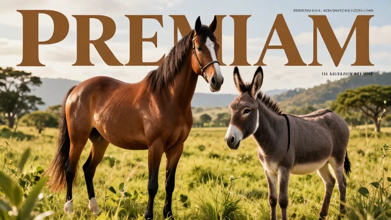 El asno y el caballo: Fábula de sabiduría y amistad 3 Póster de caballo y asno en campo mexicano