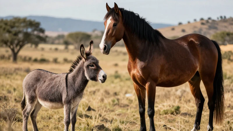 El asno y el caballo: Fábula de sabiduría y amistad 4 Majestuoso caballo y burro en México