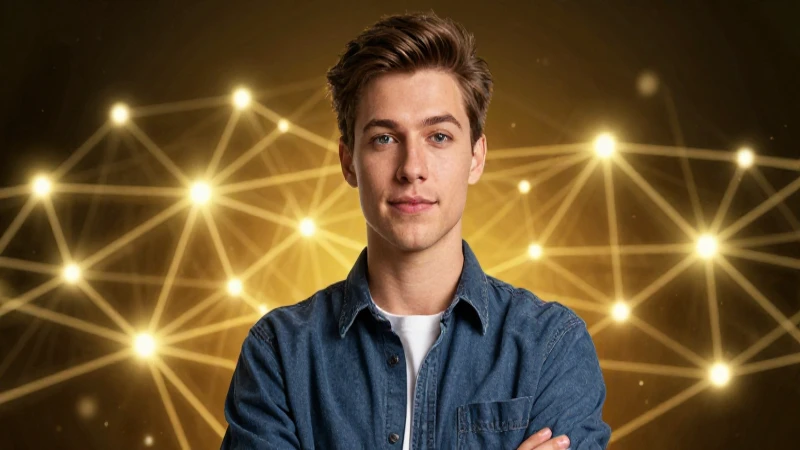 Joven brillante simboliza crecimiento con luz dorada