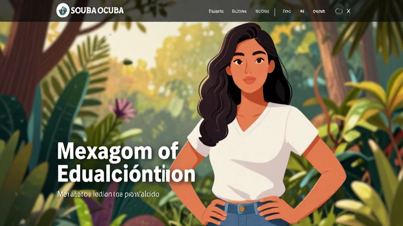 Mujer sonriente en entorno natural con estética educativa mexicana