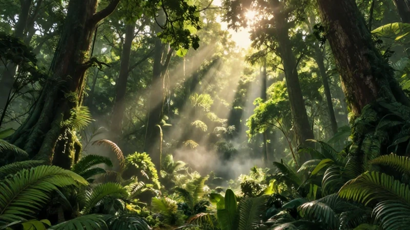 Bosques: qué son, tipos y su vital importancia ecosistémica 4 Bosque vibrante y detallado al atardecer