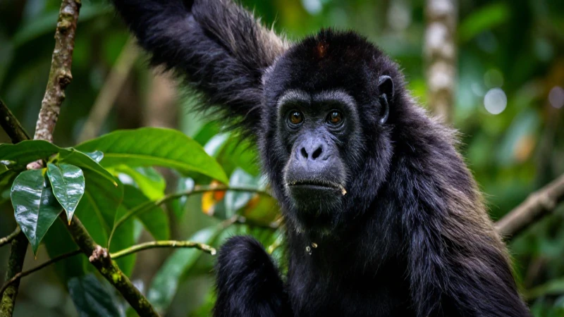 Mono Howler en exuberante selva mexicana