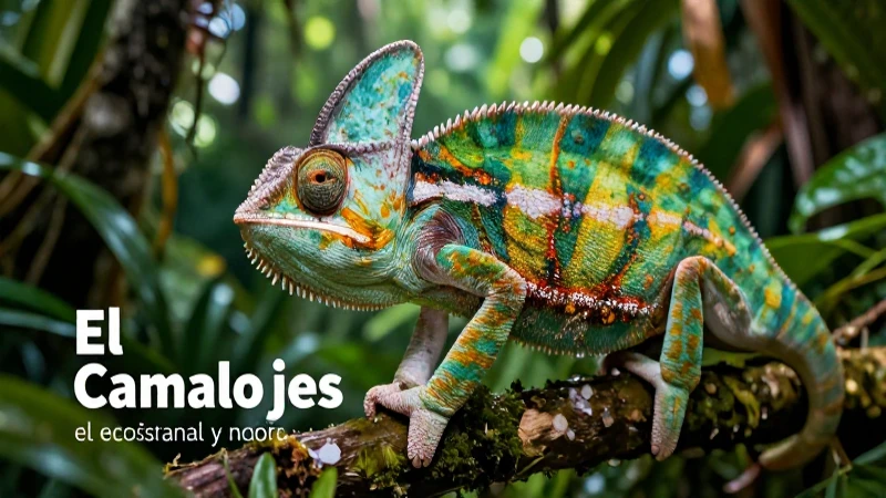 Camaleón vibrante en ecosistema tropical