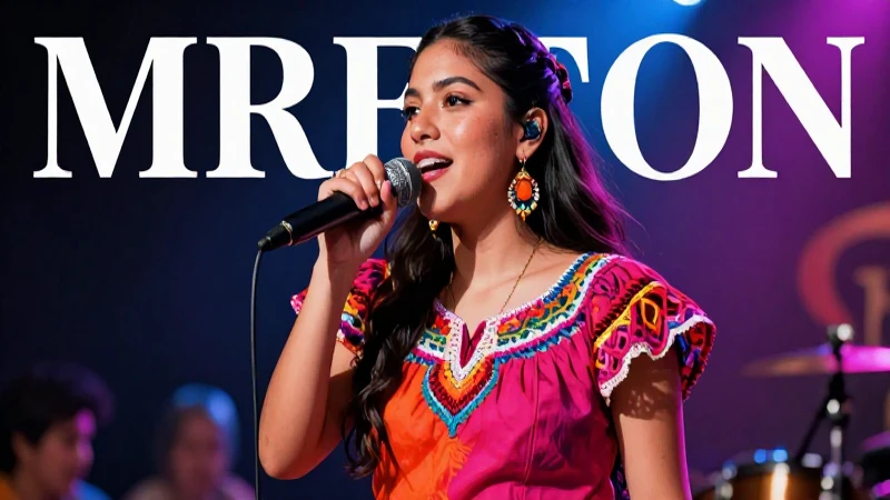 Cantante vibrante mexicana con estética profesional de revista