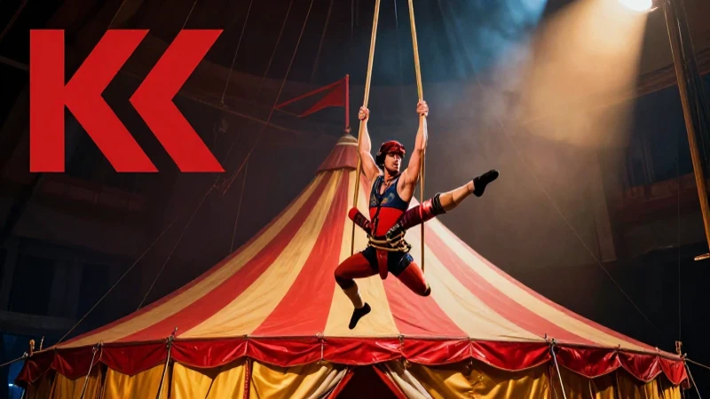 El Circo del Mundo: La Magia de Chile en el Espectáculo 3 Artista de circo aéreo vibrante sobre carpa roja