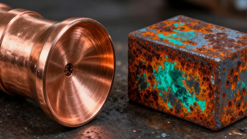 Cobre vs. hierro: contraste de corrosión
