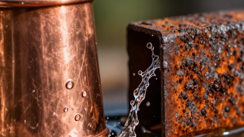 Metales oxidados con agua y luz dramática