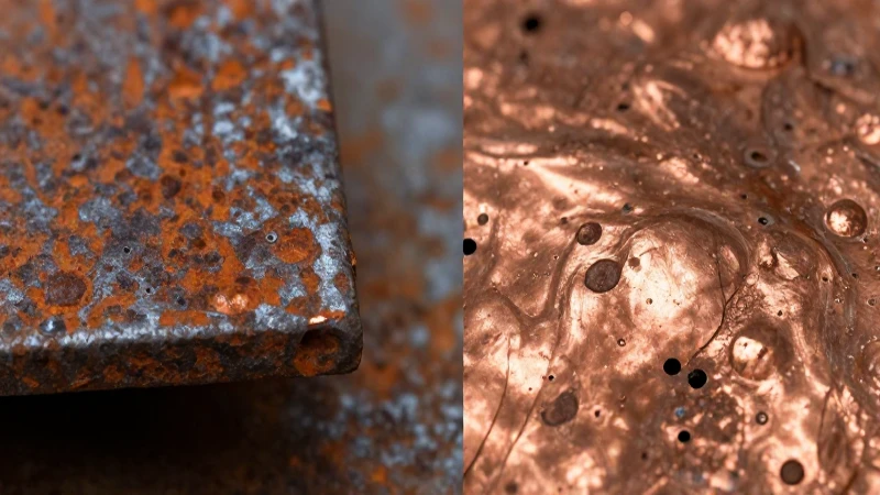 Comparación de corrosión: hierro frente a óxido de cobre