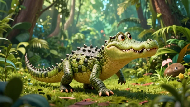 Dante, el cocodrilo, explora la jungla mágica
