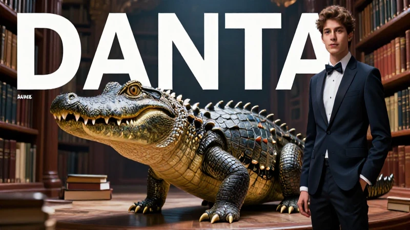 Dante, el cocodrilo elegante, en una revista detallada