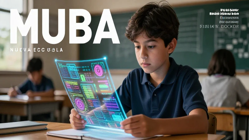 Estudiante creativo con gráficos holográficos de la NEM
