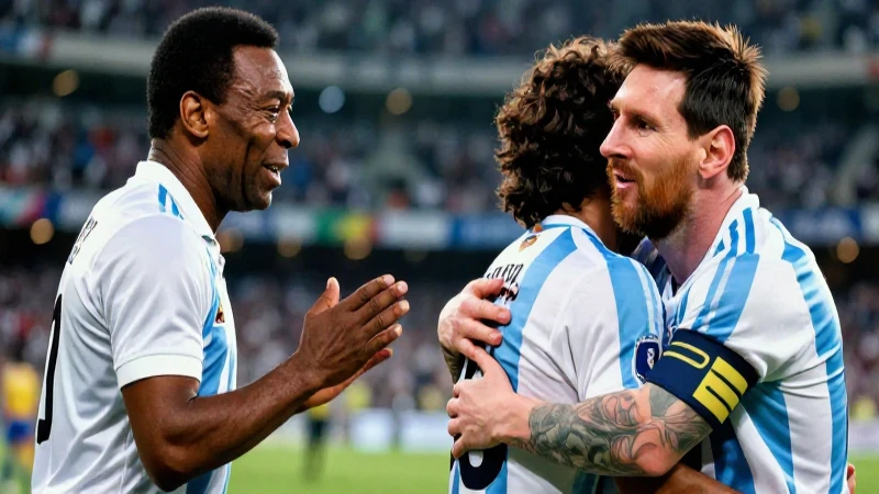 Iconos futbolísticos: Pelé, Maradona, Messi