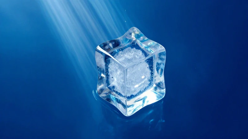 Conoce por qué el hielo flota en el agua, una Conoce explicación 4 Hielo cristal en agua azul profunda y vibrante