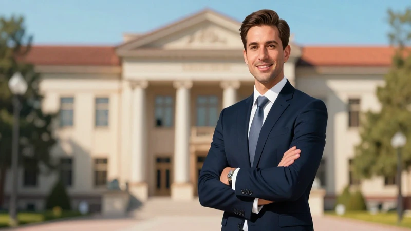 El jefe: definición, orígenes y su rol en la política 6 Líder moderno en traje, con fondo arquitectónico y colores vibrantes