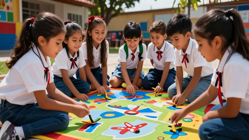 Niños mexicanos juegan felices al aire libre