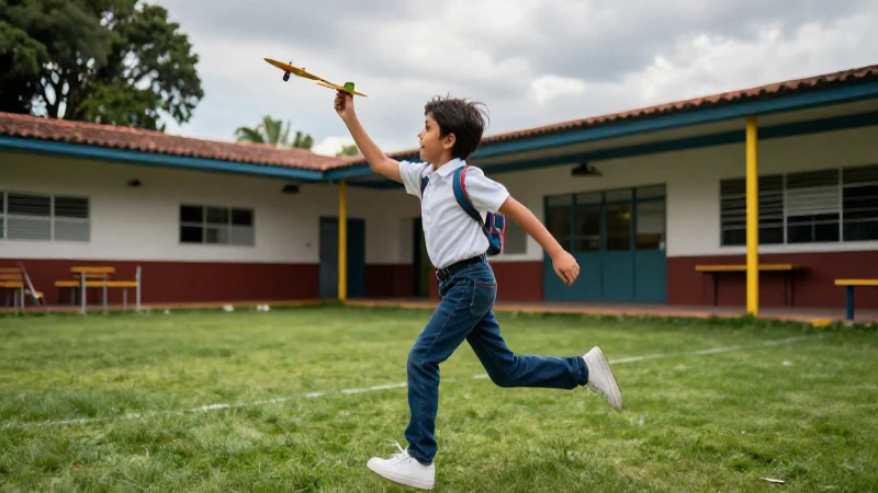 Estudiante alegre corre en parque vibrante