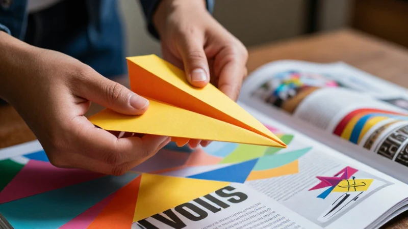 Tutorial colorido de plegado de avioncito de papel