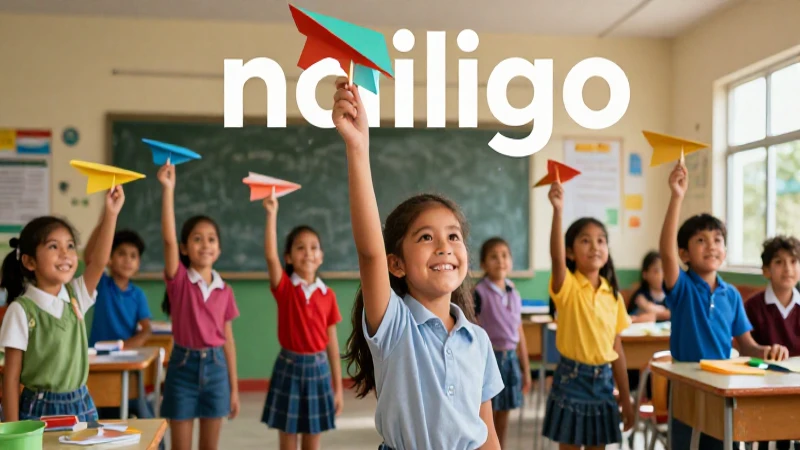 Niños voladores en vibrante escena educativa
