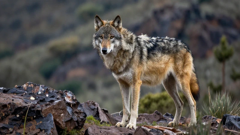 Lobo gris realista en paisaje mexicano dinámico