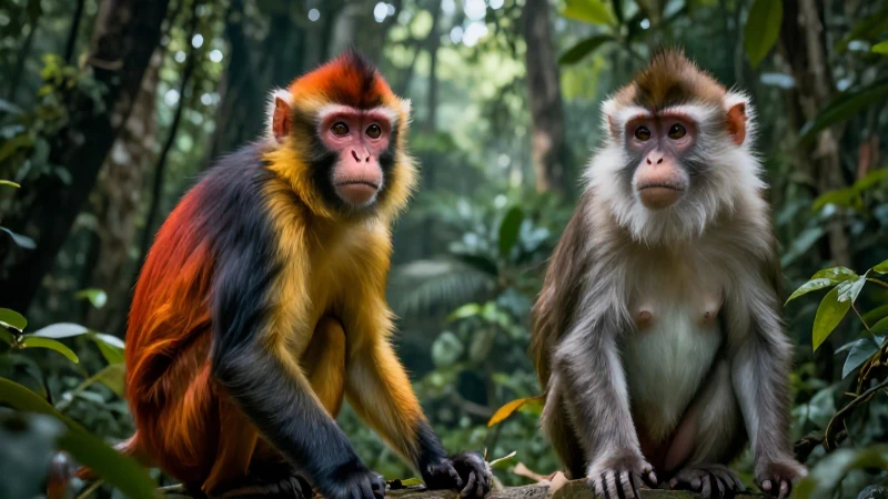 Comparación visual detallada de dos especies de monos