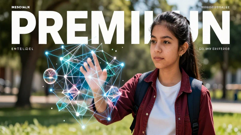 Estudiante moderno interactúa con datos holográficos