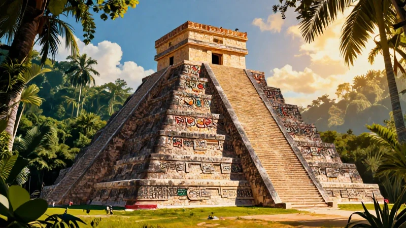 Conoce los misterios del poblamiento y las culturas prehispánicas de América 4 Realismo de pirámide mesoamericana en selva