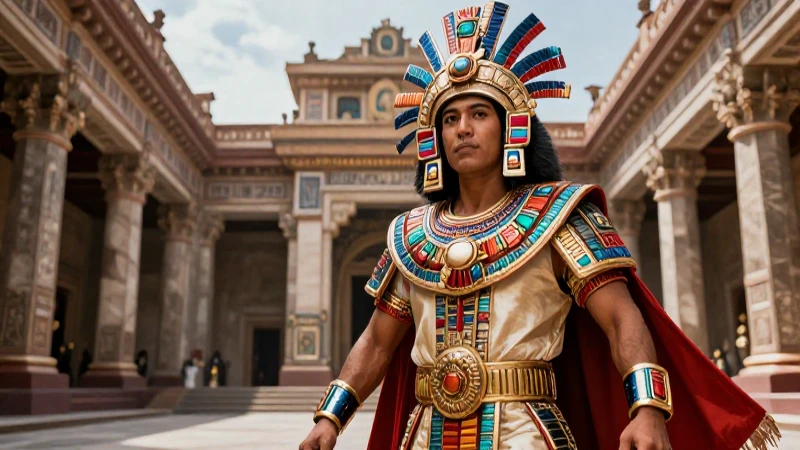 Tlatoani azteca imponente en Tenochtitlan
