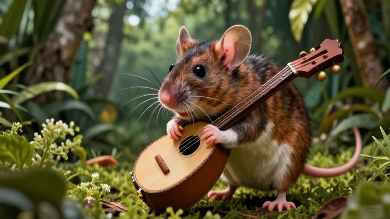 Ratón Jarocho hiperrealista toca jarana en Veracruz