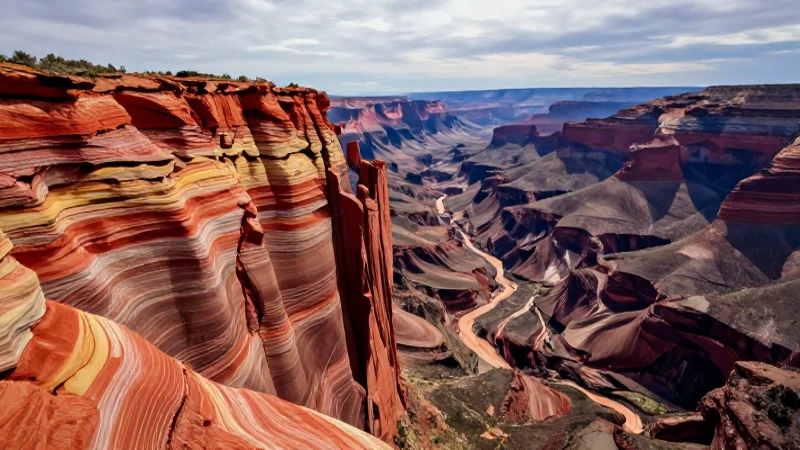 Paisaje de montañas y cañones con erosión detallada