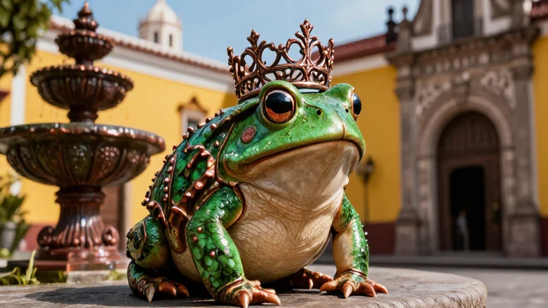 Heinrich, el rey sapo de los hierros: Conoce su historia Conoce 3 Rana rey majestuosa en entorno colonial